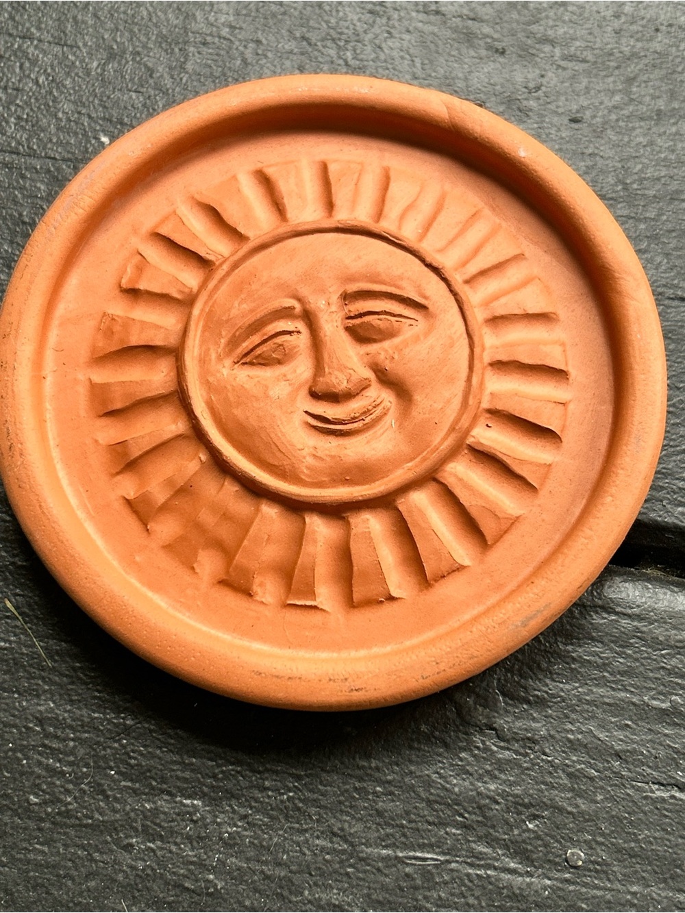 Terracotta Sun Wall Plaque Natural Orange Home Art bread warmer plant pad